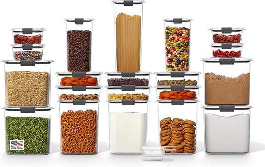 Rubbermaid Brilliance BPA-Free Airtight Food Storage Containers with Lids Set of 20 with Scoops Perfect for Kitchen and Pantry Organization