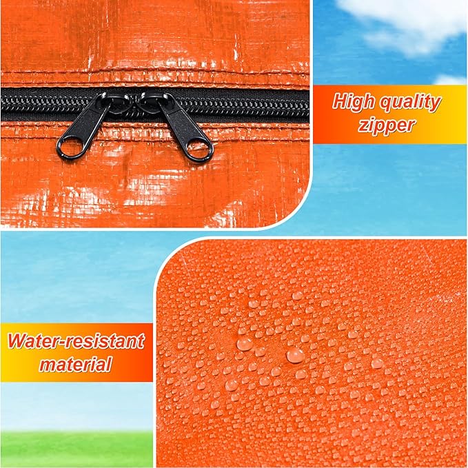 Windyun 4 Pack 69 Gallon Extra Large Moving Bags XXL Heavy Duty Storage Bag with Strong Zipper Handle Jumbo Big Tote Box Foldable for College Dorm Travel Clothes Duffle Blanket Pillow(Orange)