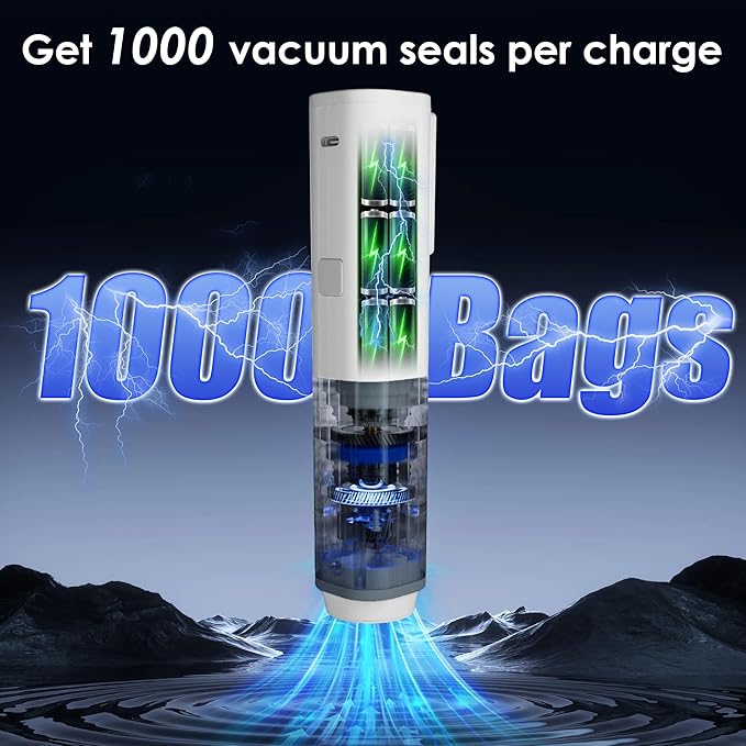Compact Vacuum Sealer for Food (Contains 30 Reusable Seal Bags) Featuring LED Pressure Display, Ultimate Suction Power, Handheld Vacuum Sealer Machine, Portable Food Sealer