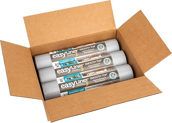 Smooth Top EasyLiner for Cabinets & Drawers - Easy to Install & Cut to Fit - Shelf Paper & Drawer Liner Non Adhesive - Non Slip Shelf Liner for Kitchen Pantry - 12 Inch Width - 60 Total Feet - Gray