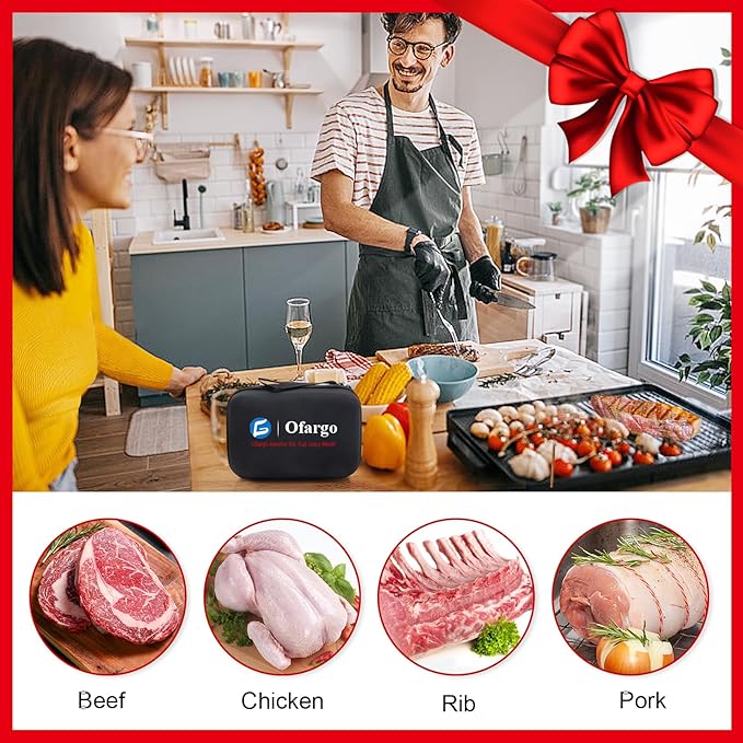 Ofargo Stainless Steel Meat Injector Syringe with 4 Marinade Needles and Travel Case for BBQ Grill Smoker, Valentines Day Gifts for Men Dad Gusband Him