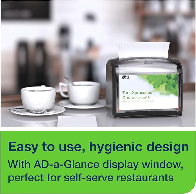 Tork Xpressnap® White Dispenser Napkin N4, One-at-a-Time Dispensing, 1-ply, 1/4 Fold, 13" x 8.5 ", 12 x 500 Napkins, 109000
