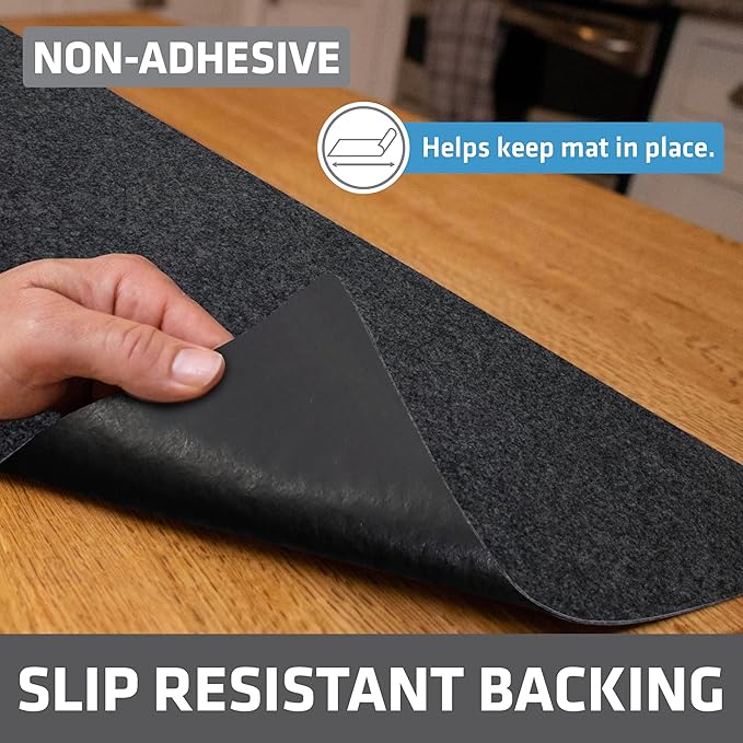Drymate Premium Luxury Shelf & Drawer Liner, Thick Cushioned Fabric, Non-Adhesive, Absorbent, Waterproof, Slip-Resistant, Liners for Kitchen Cabinets, Cupboards (USA Made)(12”x59”)(24-Pack)(Charcoal)