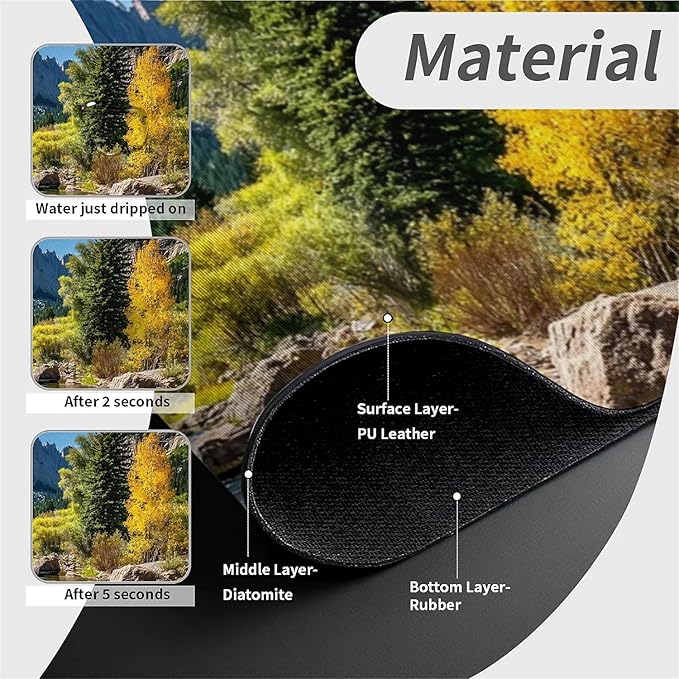 Kitchen Sink Splash Guard，Beautiful mountain stream Faucet Mat Sink Gadgets-Super Absorbent Fast Drying Mat Drip Catcher for Kitchen, Bathroom,Sink Mat, Dish Drying Mat, Bathroom(15" X 5.5" )