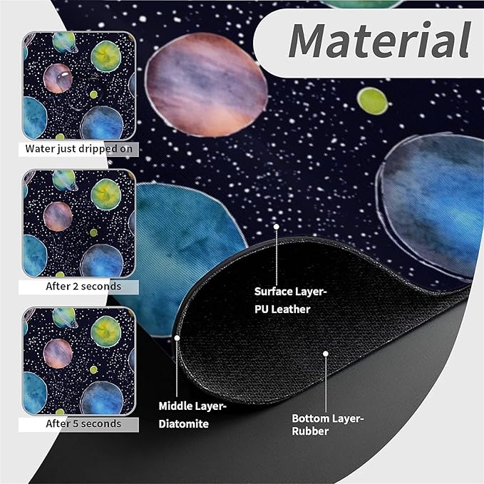 Kitchen Sink Splash Guard，Colorful planets Faucet Mat Sink Gadgets-Super Absorbent Fast Drying Mat Drip Catcher for Kitchen, Bathroom,Sink Mat, Dish Drying Mat, Bathroom(15" X 5.5" )