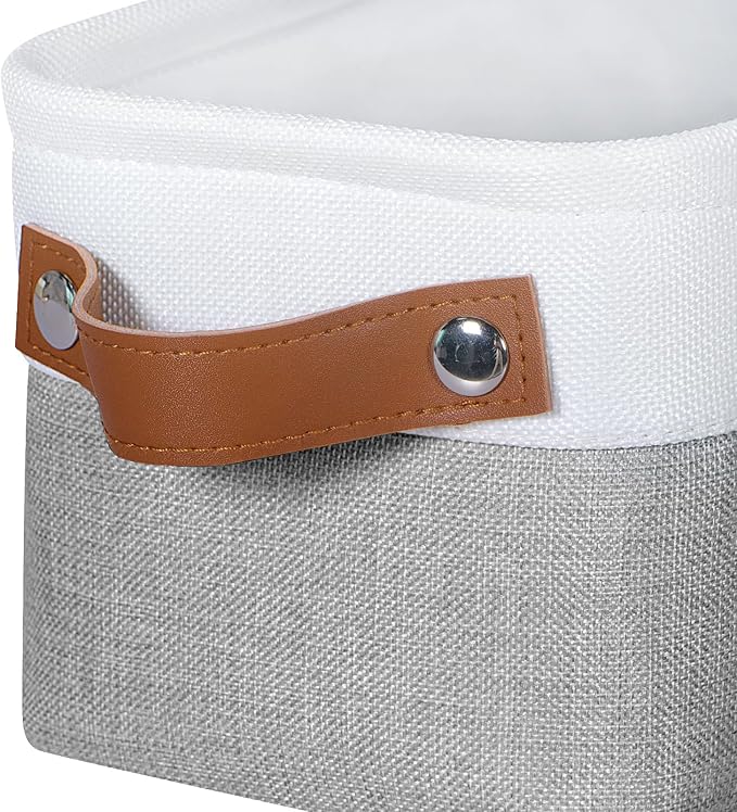 Kntiwiwo Small Fabric Storage Bins, 15x6x5 inch Narrow Storage Baskets 4-Pack Long Storage Basket for Organizing with Handles, Decorative Basket for Closets, Shelves, Toilet Paper, Grey