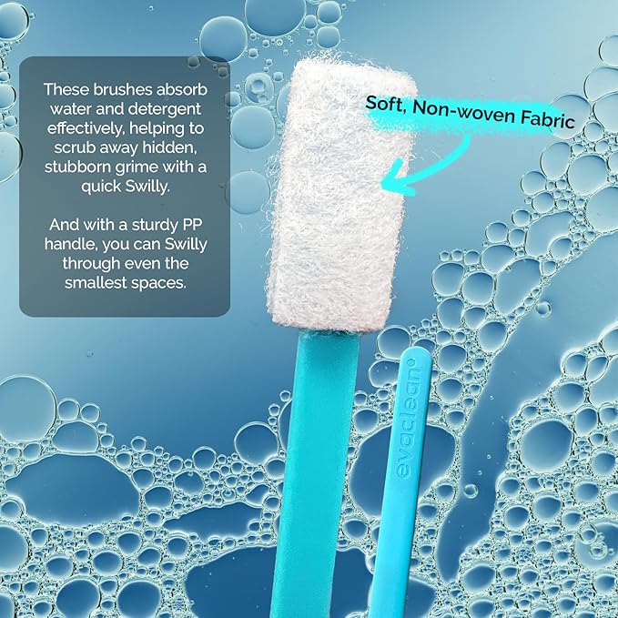 Evaclean Swilly Original Disposable Crevice Brushes - 100 Pack - Versatile Cleaning Tool for Tight Spaces, Window Tracks, Keyboards, Car Vents, and Household Use (Red)