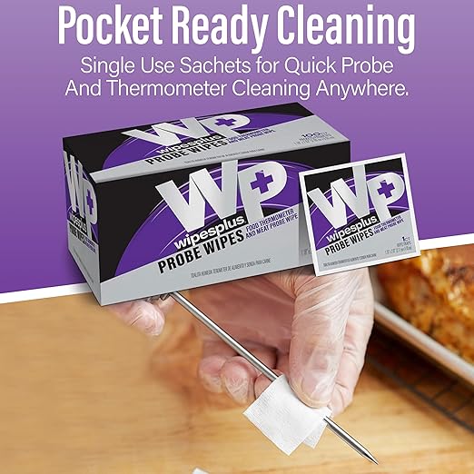 WIPESPLUS Probe Wipes, Thermometer Wipes, Meat Probe Wipe with Individual Satchets for Home and Business, 1000 Count, 10 Packs of 100, White
