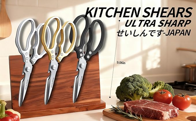 Kitchen Scissors Set, Heavy Duty Meat Scissors All Purpose, Dishwasher Safe Food Shears for Seafood Pizza Herb Chicken Poultry Cutting Cooking, Christmas Gifts for Men Women Mom Dad