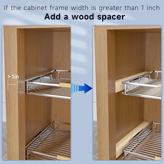 KIKIBRO Pull Out Drawer Cabinet Organizer, Expandable Slide Out Storage Shelves - Heavy Duty, Durable and Smooth Slide-Out, 17" x 28" Wide x 22.5" Deep, 1 Pack