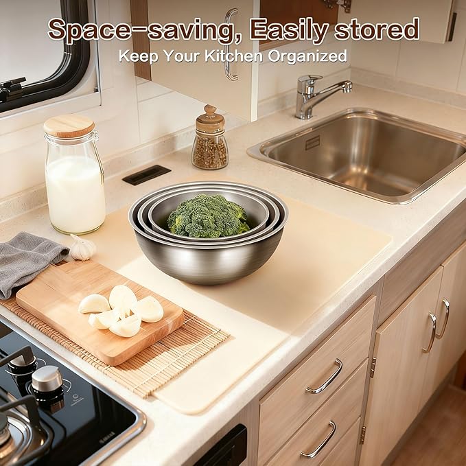 Gronivex 3-Piece Stainless Steel Mixing Bowls Set, 2.4, 3.2 & 4.9 Qt with Measurement Marks, Food Grade 304, Dishwasher Safe & Stackable for Baking, Tossing Salads, and Meal Prep for Your Kitchen