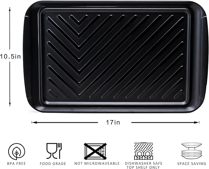 ZAROCRUS Grilling Prep and Serve Trays, BBQ Tray for Raw and Cooked Food, Melamine Marinating Serving Platter and Grill Tray for Outdoor, Parties and BBQ, Food Trays, Set of 2, Black and White