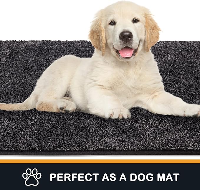 PURRUGS Dirt Trapping Door Mat 31.5" x 70", Non-Slip Machine Washable Entryway Rug, Dog Doormat, Indoor Front Door Mat, Super Absorbent Entry Rug for Muddy Shoes & Paws, Charcoal