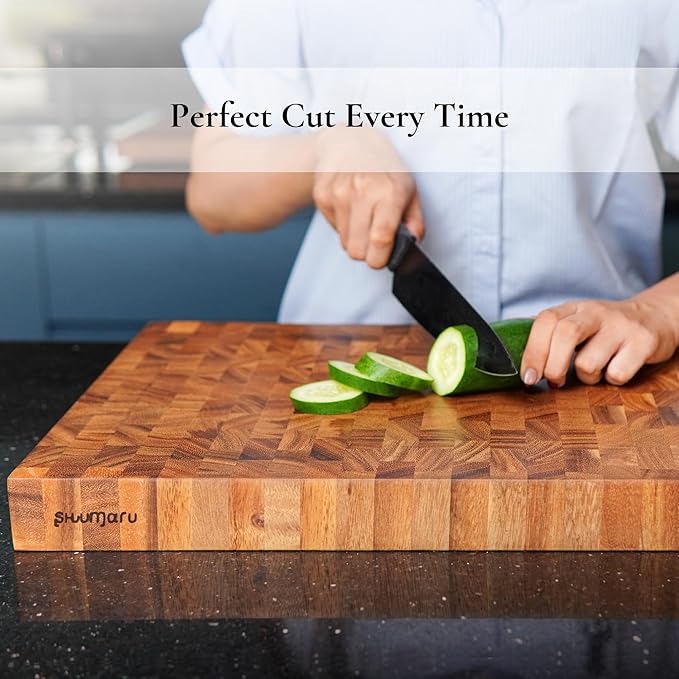 SHUMARU Tropical Walnut End-Grain Wood Cutting Board – 20X13X1.6" Butcher Block | Handmade in Bali - Silky-Smooth, Knife‑Friendly, Ergonomic Grips & Non‑Slip Feet