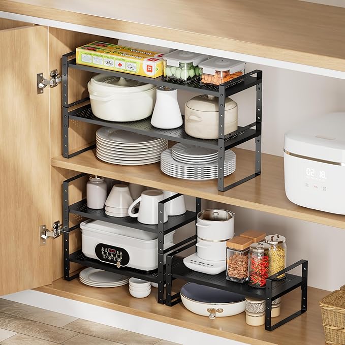 Multi-Functional Metal Shoe Rack, Space-Saving, Perfect for Entryway, Closet, Bathroom, etc. - Sturdy and Durable, High Weight Capacity(2PACKS/Black/Medium)