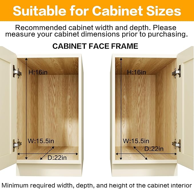 QUYUWU 2-Tier Kitchen Cabinet Pull Out Shelf and Drawer Organizer Slide Out Pantry Storaqe Basket in Multiple Sizes (14" W x 21" D)