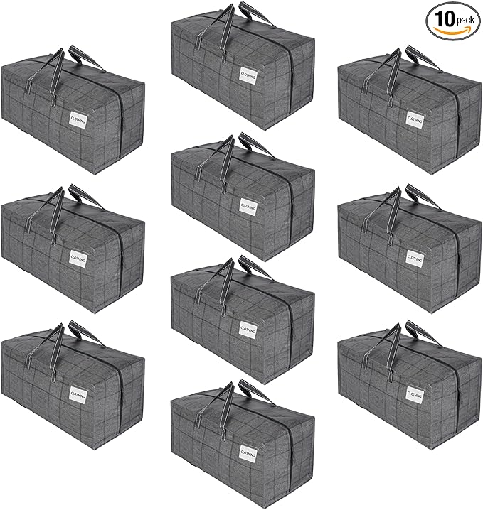 VENO 10 Pack Heavy Duty Moving Bags with Backpack Straps, Zippers & Handles, Extra Large Packing Bags for College Dorm Essentials, Moving Supplies Alternative to Cardboard Moving Boxes