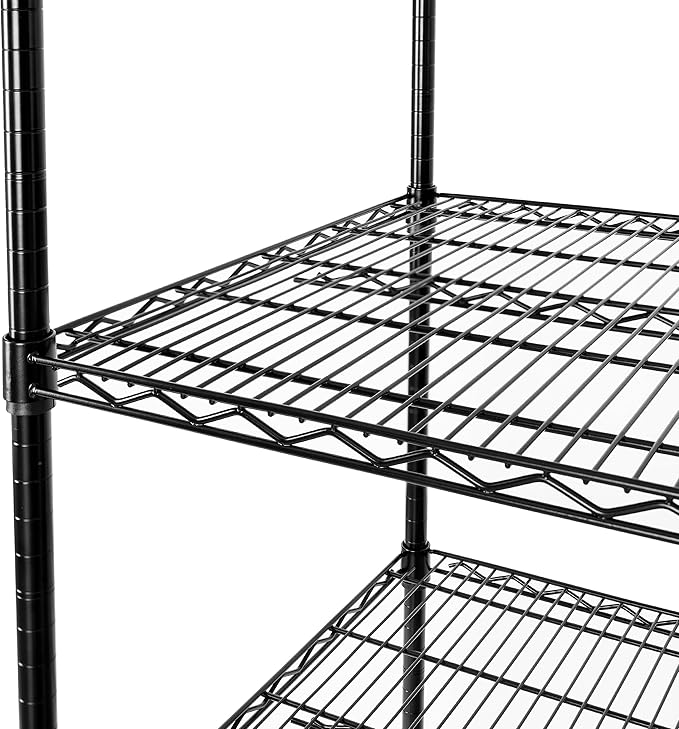 Seville Classics UltraDurable Heavy Duty NSF Solid Steel Wire Rack Storage Unit, Organizer for Garage, Warehouse, Office, Restaurant, Classroom, Kitchen, Black, 5-Tier Shelving, 48" W x 24" D
