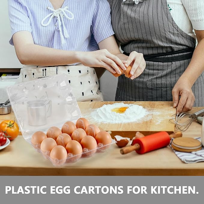 120PCS Egg Cartons Cheap Bulk, Clear Egg Cartons for Chicken Eggs, Reusable Chicken Egg Container Bulk Egg Holders with Labels for Refrigerator, Storage, Family, Chicken Farm, Market
