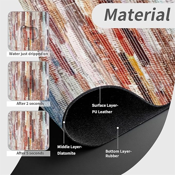 Kitchen Sink Splash Guard，Multicolored weaving Faucet Mat Sink Gadgets-Super Absorbent Fast Drying Mat Drip Catcher for Kitchen, Bathroom,Sink Mat, Dish Drying Mat, Bathroom(15" X 5.5" )