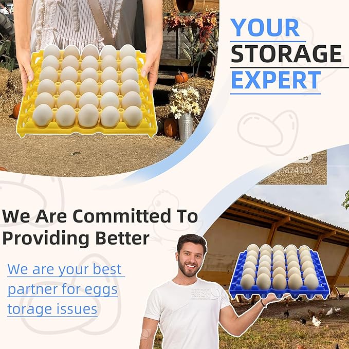4-Pack Plastic Egg Tray Egg Crate, 30-Egg Flats for Home Chicken Farmers, Stackable & Durable, Great for Storing, Sorting & Shipping, and Reusable (4-Pack Red)