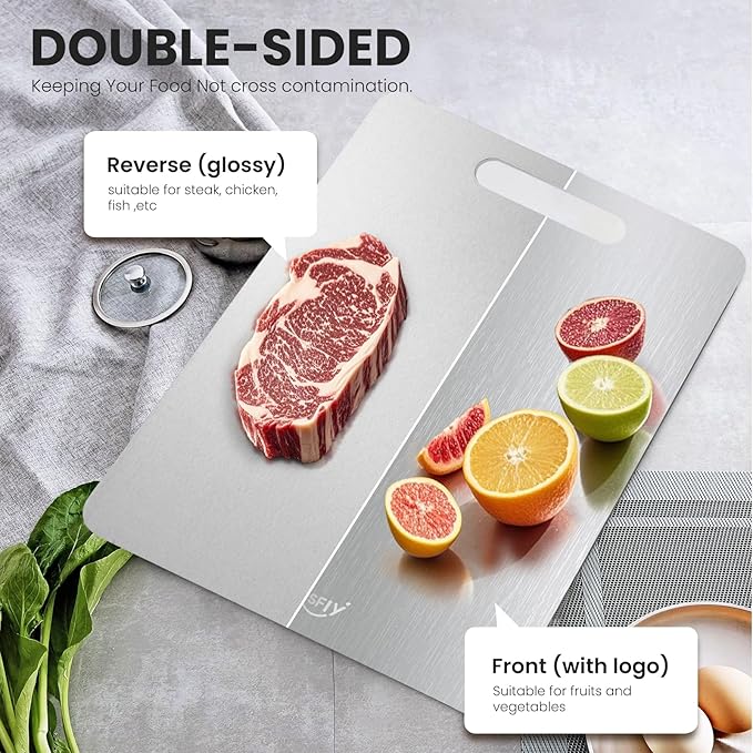 3 Pack Titanium Cutting Board,-100% Pure Titanium Cutting Boards For Kitchen,Easy to clean, Double-sided food-grade Cutting Board For Cutting Meats, Fruits And Vegetables