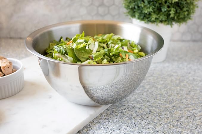 Fox Run Stainless Steel Large Mixing Bowl, 10.25 x 5.25 inches, 4.25 Quart Capacity