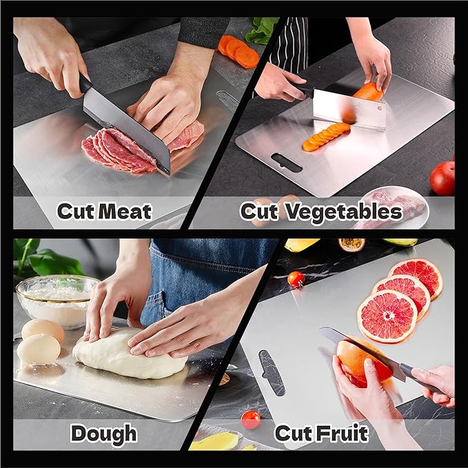 Titanium Cutting Board,100% Pure Titanium Cutting Boards for Kitchen, 2025 New Double Sided Food-Grade Chopping Board for Cutting Meat Vegetable Fruit (1, 13"L x 9"W)