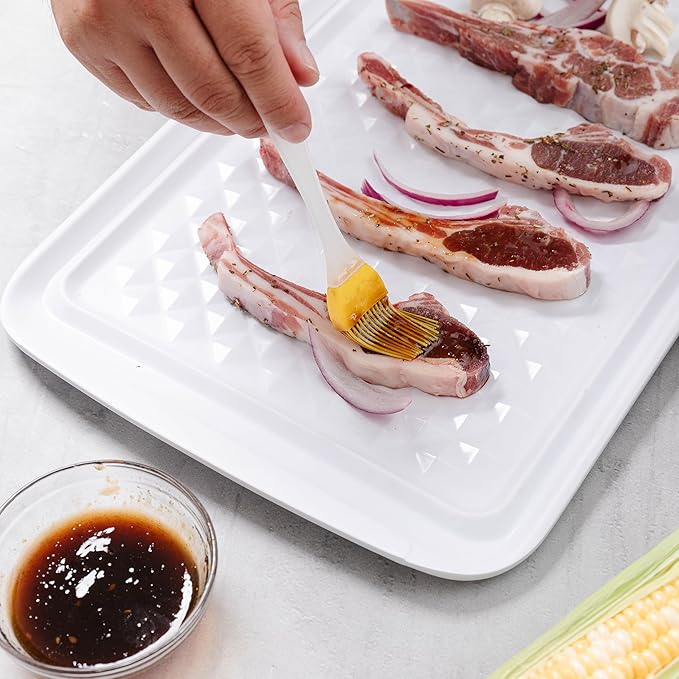 ZAROCRUS Grilling Prep and Serve Trays, BBQ Tray for Raw and Cooked Food, Melamine Marinating Serving Platter and Grill Tray for Outdoor, Parties and BBQ, Food Trays, Set of 2, Black and White