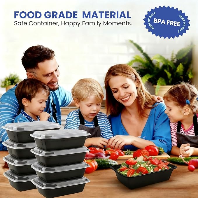 Eco Maicoco 38oz 50 Pack Meal Prep Containers Reusable, Disposable Food Containers with Lids BPA Free, Microwave/Dishwasher/Freezer Safe To Go Containers for Holiday Leftovers