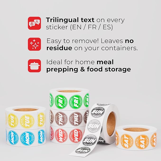 Easy Identification Date Stickers 7,000 Days of The Week Stickers – Wednesday 3/4" Days of The Week Food Labels – Day Dots for Food – Restaurant Supplies – Best by Commercial Kitchen Supplies