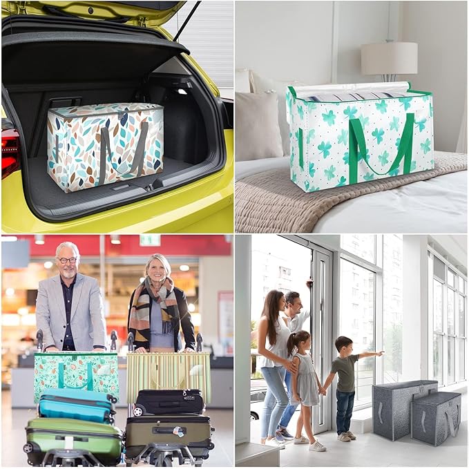 BALEINE 4-Pack Oversized Moving Bags with Reinforced Handles, Heavy-Duty Storage Tote for Clothes, Moving Supplies (Mosaic, 4-Pack)