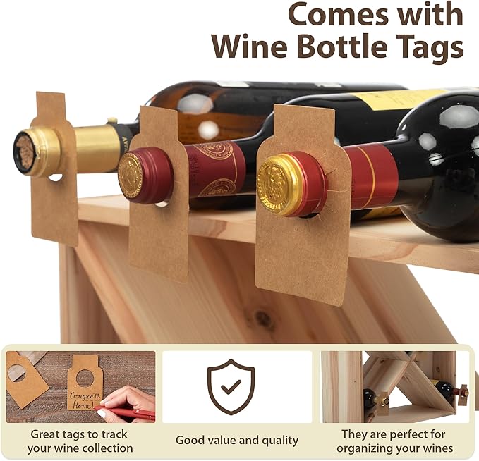 JAXPETY 24 Bottle Wine Rack Holder Compact Cellar Cube Bar Storage Kitchen Decor Wood Display Home,Natural