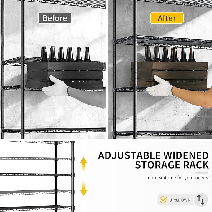 Karl home 4-Tier Metal Storage Shelves, Adjustable Wire Shelving Unit with Wheels & Leveling Feet, Heavy Duty Garage Shelving, Pantry & Kitchen Display Shelf Organizer, Home Storage Rack