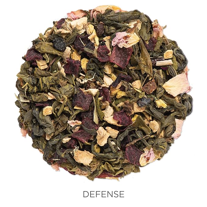 Tea Forte Defense Premium Loose Leaf Caffeinated Green Tea Blend Canister, Makes 35-50 Cups