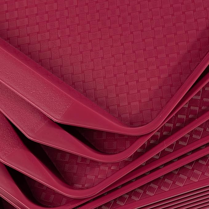 Aebeky Plastic Fast Food Tray,16.7 by 11.8-Inch,Set of 12 (Wine Red)