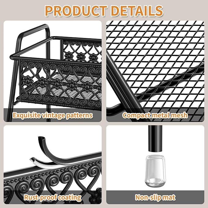 SILUB Vintage 3 Tier Spice Rack Organizer for Kitchen Counter, Bathroom Counter Organizer, 3 Tier Bathroom Counter Organizer for Spices Makeup Perfumes, Retro Countertop Organizer