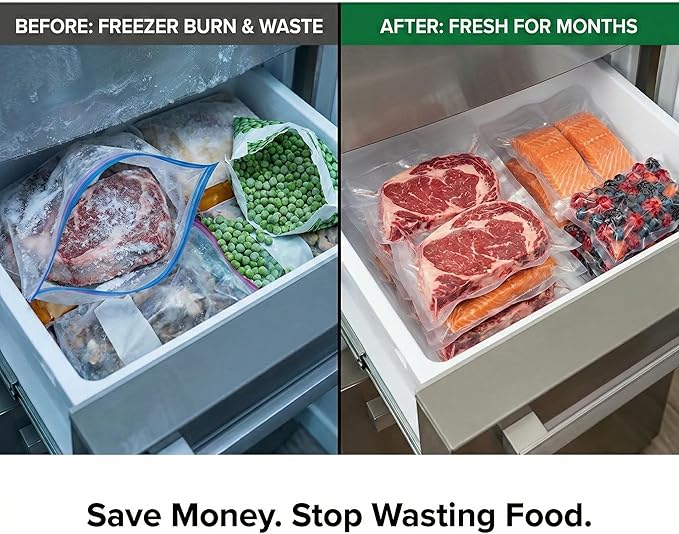 Vacuum Sealer Machine for Food |Automatic Air Sealing System with Dry & Moist Modes, One-Touch Operation &15 Bags Included. Keep Meat, Veggies & Leftovers Fresh Longer, Perfect for Meal Prep