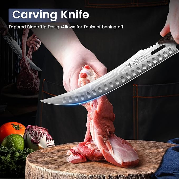 SYOKAMI Butcher Knife Set, 3 PCS Kitchen Knives Set for Cutting, Meat Cleaver Chef Knife Set, Japanese Style High Carbon Steel Knives Set, Chopping & Slicing & Boning for Home and BBQ, Christmas gift