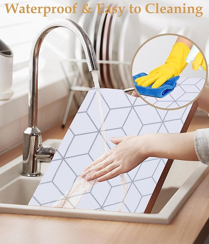 Cabinets Drawer Liner Non Slip 12 Inch Wide X 20 Ft Kitchen Pantry Shelf Liner Non Adhesive Waterproof Refrigerator Liner for Bathroom Closet Strong Grip Cupboard Under Sink Mat White