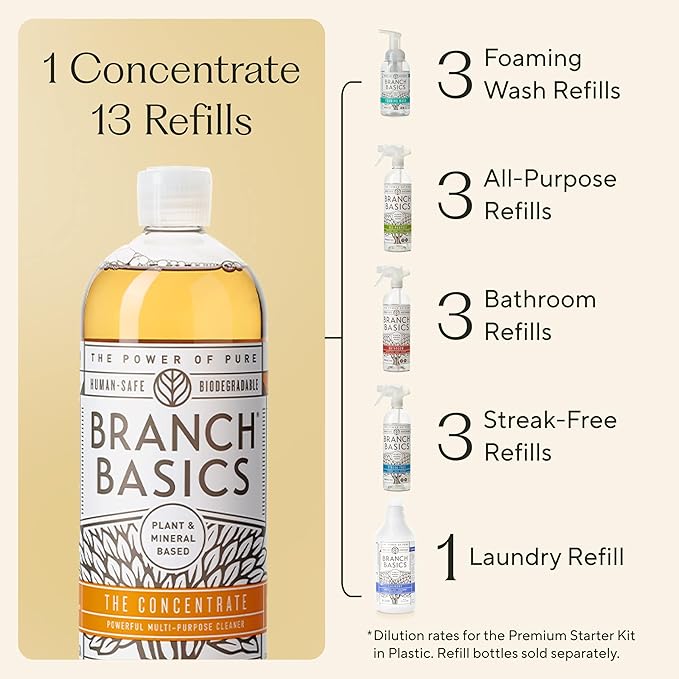 Branch Basics Concentrate (33.8 oz) + Oxygen Boost (2 lbs) | Multi-Surface All Purpose Cleaner Concentrate + Natural Stain Remover, Grout Cleaner | Human-Safe, Fragrance Free