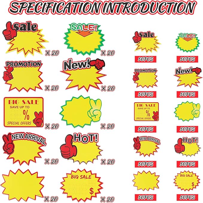 Starburst Sign for Retail Store Large 200pcs yellow