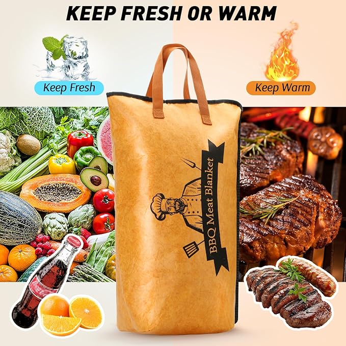 21inch BBQ Blanket for Resting Meat Compatible with Traeger Pitboss Pellet Smoker -BBQ Accessories Meat Insulated Bag for Brisket/Pork Shoulder/Steak -Birthday Anniversary Valentines Day Gift for Men