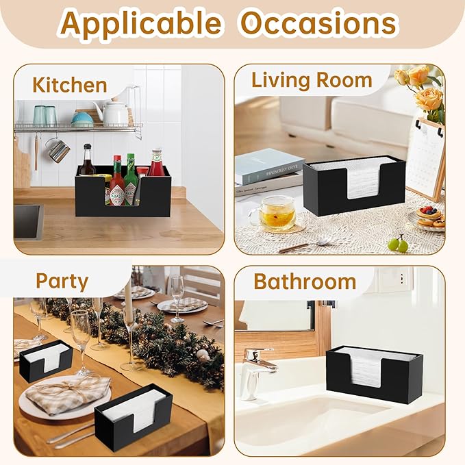 1Pack Paper Towel Dispenser Countertop, Acrylic Paper Towel Holder, Black Napkin Holder for Kitchen, Countertop Multifold C-Fold, Z-Fold, Trifold Paper Hand Towel Dispenser for Bathroom Toilet