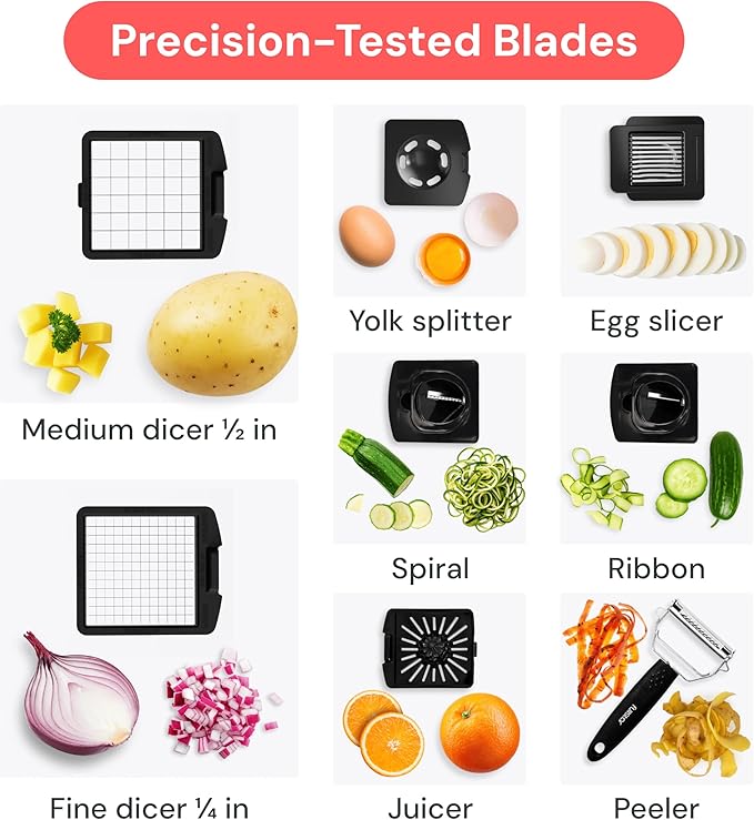 Fullstar The Original Pro Chopper - Vegetable Chopper and Spiralizer, Food Chopper with Container, Fruit Slicer, Kitchen Gadgets & Gifts, Home Essentials (9 in 1, Stainless Steel)