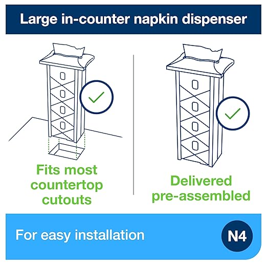 Tork Xpressnap® In-Counter Napkin Dispenser Black N4, Signature Range, 21.5" x 9.9" x 7", 6032200
