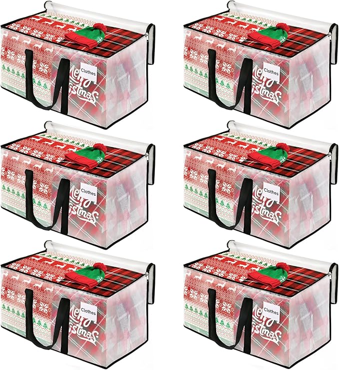 BlissTotes 6-Pack Heavy Duty Extra Large Clear Moving Bags, 93L