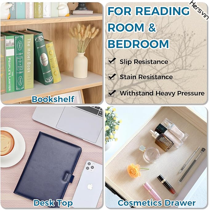 Hersvin Shelf Liners, 22in x 20ft Kitchen Drawer Mats, Non-Adhesive EVA Cupboard Protector, Cabinet Lining, Refrigerator Liner (Clear Dot, 56x610cm)