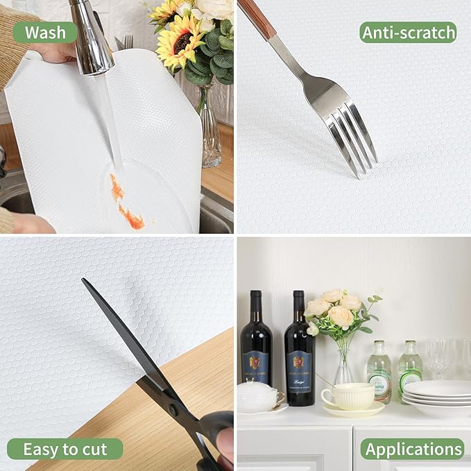 Shelf Liners 27 inch x 20 ft Shelf Liners for Kitchen cabinets nonstick Shelf Lining Drawer Mats EVA Protector for Cupboard (White,27 inch x 20 ft)