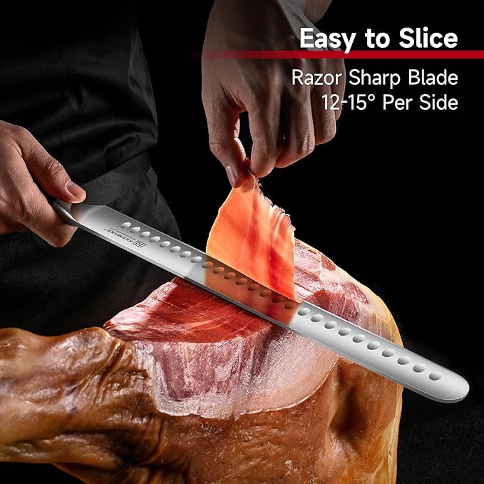 KEEMAKE Brisket Knife 12 Inch Carving Knife, Razor Sharp Slicing Knives for Meat, BBQ Knives with Ergonomic Full Tang Pakkawood Handle for Meat Cutting Roasts Turkey